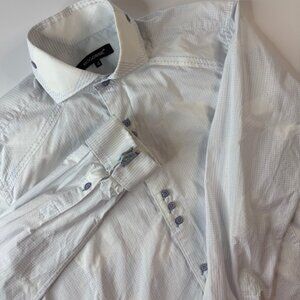 Bogosse Men's Stripes Button Up Casual Long Sleeve Shirt Size 4 (L) Cuff Links